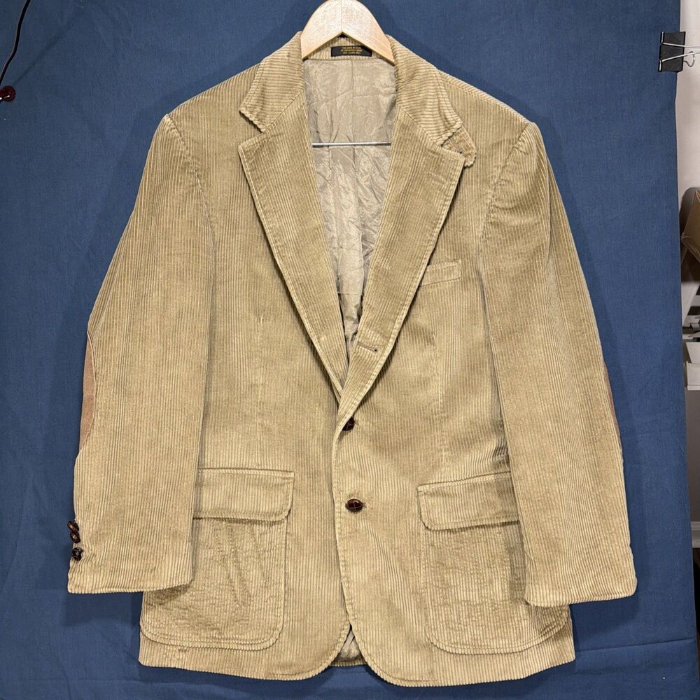 Vtg Orvis Corduroy Blazer 40R Jacket 100% Cotton Brown Elbow Patches Made in USA